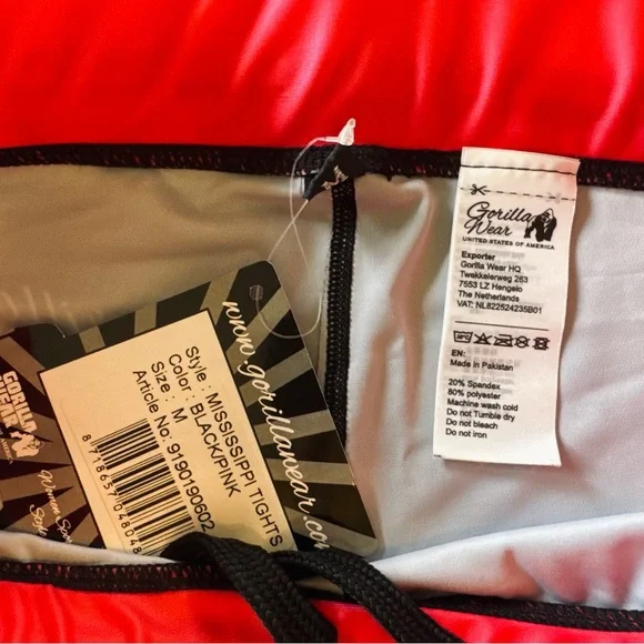 Gorilla‎ Wear Women’s Leggings Mississippi Tights Size Medium Black and Pink - Picture 3 of 4